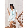 image:imageEkouaer Satin Pajama for Women Short Sleeve Silky Pj Short Sets Lounge SetBlue Small Flowers