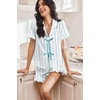 image:imageEkouaer Satin Pajama for Women Short Sleeve Silky Pj Short Sets Lounge SetBlue Small Flowers