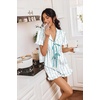 image:imageEkouaer Satin Pajama for Women Short Sleeve Silky Pj Short Sets Lounge SetBlue Small Flowers