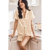 image:imageEkouaer Satin Pajama for Women Short Sleeve Silky Pj Short Sets Lounge SetChampagne