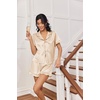 image:imageEkouaer Satin Pajama for Women Short Sleeve Silky Pj Short Sets Lounge SetChampagne
