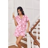 image:imageEkouaer Satin Pajama for Women Short Sleeve Silky Pj Short Sets Lounge SetPink Bow Knot