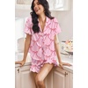 image:imageEkouaer Satin Pajama for Women Short Sleeve Silky Pj Short Sets Lounge SetPink Bow Knot