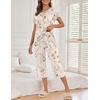 image:imageEkouaer Womens Capri Pajama Sets Print Short Sleeve Sleepwear Top and PantsBeige Flowers