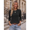 image:imageEkouaer Womens Long Sleeve Shirts Casual Crewneck Tops Fall ClothesBlack