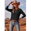image:imageEkouaer Womens Long Sleeve Shirts Casual Crewneck Tops Fall ClothesBlack
