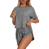 image:imageEkouaer Womens Pajama Sets Sexy Lounge Sets Side Split Short Pj SetsBlack and White Stripes