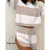 image:imageEkouaer Womens Pajama Sets Sexy Lounge Sets Side Split Short Pj SetsKhaki Stripes