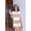 image:imageEkouaer Womens Pajama Sets Sexy Lounge Sets Side Split Short Pj SetsKhaki Stripes