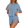 image:imageEkouaer Womens Pajama Sets Sexy Lounge Sets Side Split Short Pj SetsLight Blue