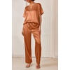 image:imageEkouaer Womens Satin Silky Pajama Set 2 Piece V Neck Silk Pjs with PocketCaramel Brown