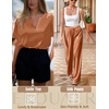 image:imageEkouaer Womens Satin Silky Pajama Set 2 Piece V Neck Silk Pjs with PocketCaramel Brown
