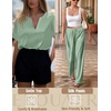 image:imageEkouaer Womens Satin Silky Pajama Set 2 Piece V Neck Silk Pjs with PocketIce Green