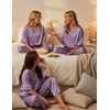 image:imageEkouaer Womens Satin Silky Pajama Set 2 Piece V Neck Silk Pjs with PocketLight Purple