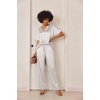 image:imageEkouaer Womens Satin Silky Pajama Set 2 Piece V Neck Silk Pjs with PocketWhite