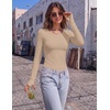 image:imageLong Sleeve Shirts for Women Thumb Hole Fitted Tops Thermal Layering TeesBlackKhakiBrown
