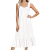 image:imageEkouaer Nightgowns for Women Long Sleeveless Night Gown Button SleepshirtWhite