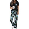image:imageEkouaer Pajama Sets for Women 2 Piece Short Sleeve Pj V Neck Chest PocketBlackblue Flower