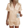 image:imageEkouaer Satin Pajama for Women Short Sleeve Silky Pj Short Sets Lounge SetChampagne