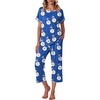 image:imageEkouaer Womens Capri Pajama Sets Print Short Sleeve Sleepwear Top and PantsBlue Flower Leopard Print