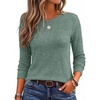 image:imageEkouaer Womens Long Sleeve Shirts Casual Crewneck Tops Fall ClothesGreen
