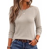 image:imageEkouaer Womens Long Sleeve Shirts Casual Crewneck Tops Fall ClothesKhaki