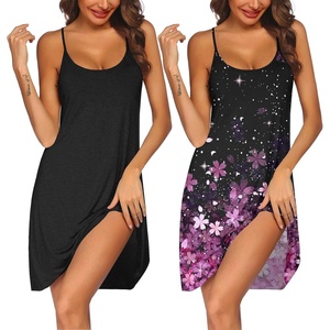 image:imageEkouaer 2 Pack Nightgown for Womens Sleeveless Sleepwear Sleep Tank Chemise2 Pack Black  Cherry Blossoms