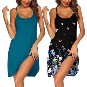 image:imageEkouaer 2 Pack Nightgown for Womens Sleeveless Sleepwear Sleep Tank Chemise2 Packblue Green  Butterfly Print