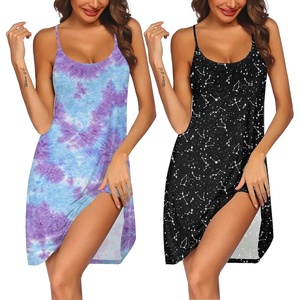 image:imageEkouaer 2 Pack Nightgown for Womens Sleeveless Sleepwear Sleep Tank Chemise2 Packpuple Tie Dyestar Print