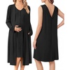 image:imageEkouaer Labor and Delivery Gown and Robe Set for Hospital Nursing NightgownBlack