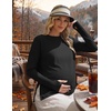 image:image3 Pack Women Maternity Shirts Long Sleeve Pregnancy Tops with Thumb HoleBlackNavy BlueLight Grey