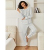 image:imageEkouaer 2 Pack Womens Pajama Sets Long Sleeve Lounge Sets Soft Pj Loungewear SleepwearBlack Black Stripe
