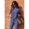 image:imageEkouaer 2 pack Pajama Sets for Womens Jogger Pants Pjs Short Sleeves Lounge Set Soft Sleepwear with PocketsNavy Blue and Teal