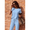 image:imageEkouaer 2 pack Pajama Sets for Womens Jogger Pants Pjs Short Sleeves Lounge Set Soft Sleepwear with PocketsPink HeartBlue Stripes