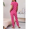 image:imageEkouaer 2 pack Pajama Sets for Womens Jogger Pants Pjs Short Sleeves Lounge Set Soft Sleepwear with PocketsPink HeartBlue Stripes