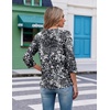 image:imageEkouaer 34 Length Sleeve Womens Tops V Neck Blouses Casual Pleated ShirtsBlack Grey Printed
