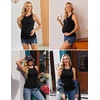 image:imageEkouaer Maternity Tank Tops 3 Pack Womens Ribbed Pregnancy Shirts Crew Neck Ruched Side Mama Clothes SXXL3pcs Black Beige White