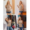 image:imageEkouaer Maternity Tank Tops 3 Pack Womens Ribbed Pregnancy Shirts Crew Neck Ruched Side Mama Clothes SXXL3pcs Black Beige White