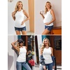 image:imageEkouaer Maternity Tank Tops 3 Pack Womens Ribbed Pregnancy Shirts Crew Neck Ruched Side Mama Clothes SXXL3pcs Black Beige White