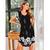 image:imageEkouaer Nightgowns for Women Pleated Moo Moos Short Sleeves House DressesFloral Black