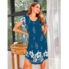 image:imageEkouaer Nightgowns for Women Pleated Moo Moos Short Sleeves House DressesFloral Blue