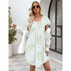 image:imageEkouaer Nightgowns for Women Pleated Moo Moos Short Sleeves House DressesFloral Light Green