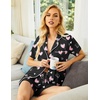 image:imageEkouaer Pajamas Set for Women Short Sleeve Sleepwear Button Down Pj XSXXXLBlack With Pink Hearts