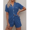 image:imageEkouaer Pajamas Set for Women Short Sleeve Sleepwear Button Down Pj XSXXXLClear Blue