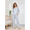 image:imageEkouaer Womens 2 Pack Long Sleeve Pajama Sets V Neck Lounge SetsBlack Floral  Blue Floral