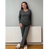 image:imageEkouaer Womens 2 Pack Long Sleeve Pajama Sets V Neck Lounge SetsDark Gray  Green