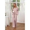image:imageEkouaer Womens 2 Pack Long Sleeve Pajama Sets V Neck Lounge SetsPink Striped  Blue Polka Dots