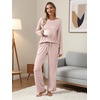 image:imageEkouaer Womens 2 Pack Long Sleeve Pajama Sets V Neck Lounge SetsPink Striped  Blue Polka Dots