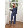 image:imageEkouaer Womens 2 Pack Long Sleeve Pajama Sets V Neck Lounge SetsPink Striped  Blue Polka Dots