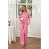 image:imageEkouaer Womens 2 Pack Long Sleeve Pajama Sets V Neck Lounge SetsPink leopardapricotbrown